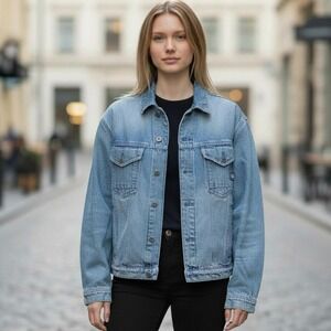 G-Star RAW Women's Oversized Denim Jacket Sun Faded AF Blue Size Large NWT $230